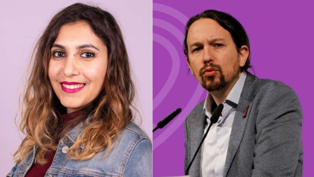 Dina Bousselham y Pablo Iglesias