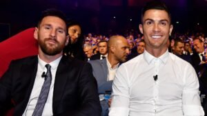 Messi y Cristiano durante la gala del Balón de Oro