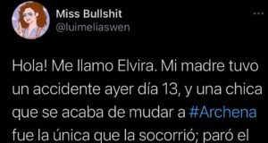 Una joven de Archena se hace viral con un tuit en busca de la salvadora de su madre Elvira tweet viral joven archena
