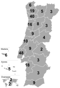 mapa circunscripciones electorales portugal